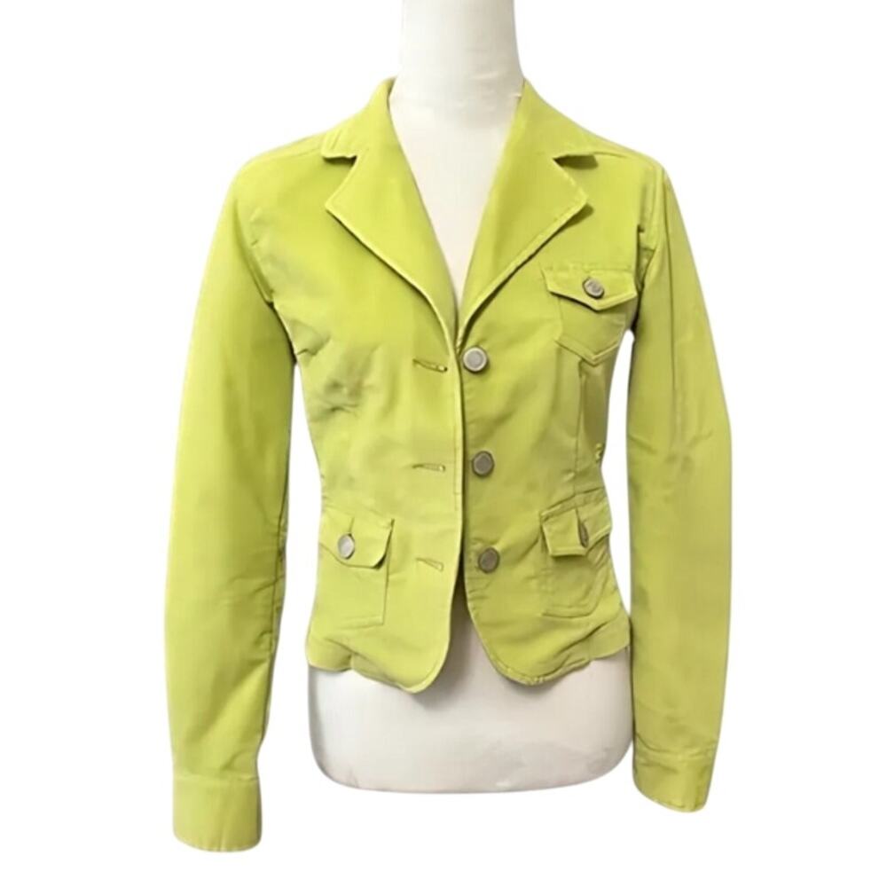 Aeropostale Y2K Corduroy Jacket Waist-Length Flap-Button Pockets Green  Small